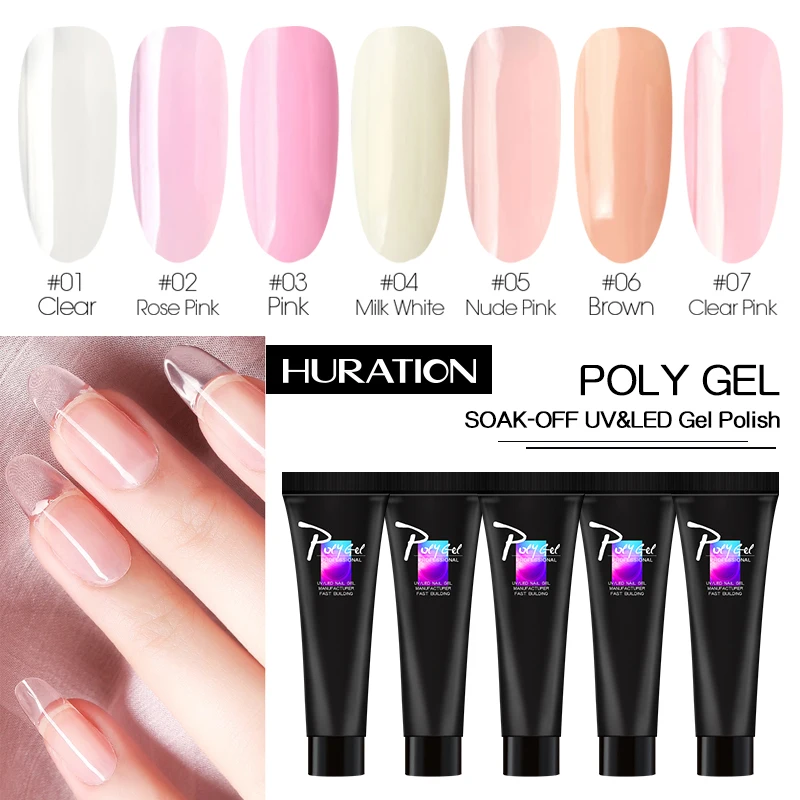 

Huration Poly Gel Nail Gel Polish Builder Extension Nails Art Semi-permanently Polygel Camouflage Nail LED UV Quick Gel Varnish