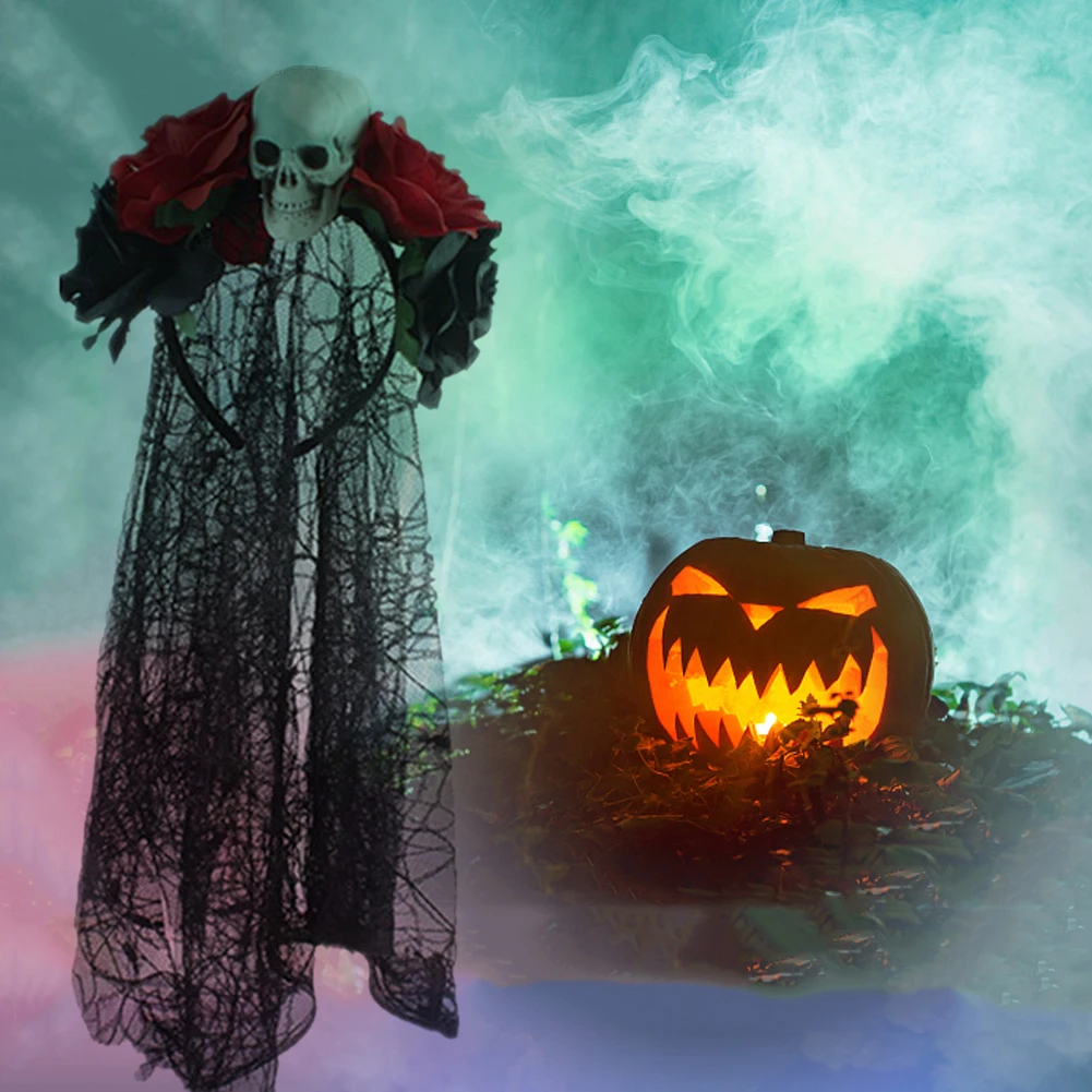 

Simulation Rose Lace Headband Diy Ghost Scary Skeleton Headband Halloween Horror Headband Decor for Role-playing Party tools