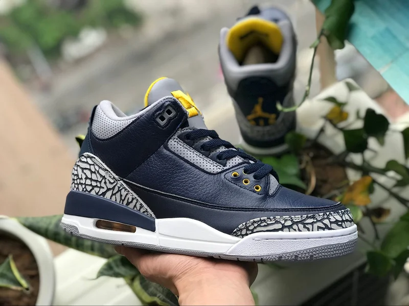 Оригинальные баскетбольные кроссовки Jordan 3 в стиле ретро; Мужская обувь; AJ3; спортивная обувь в морском стиле; цвет синий; Мичиган