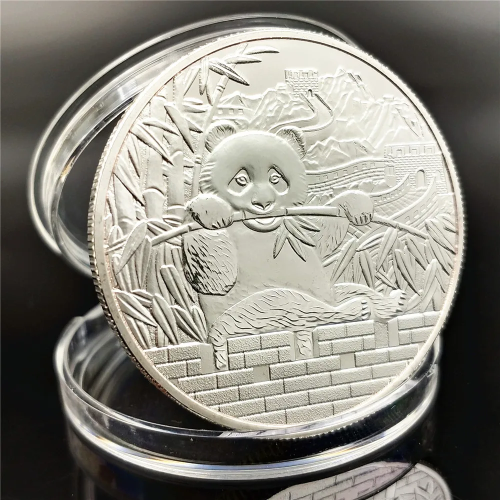 Посеребренная панда монета Baobao Китай набор памятных монет художественный подарок черный и белый медведь