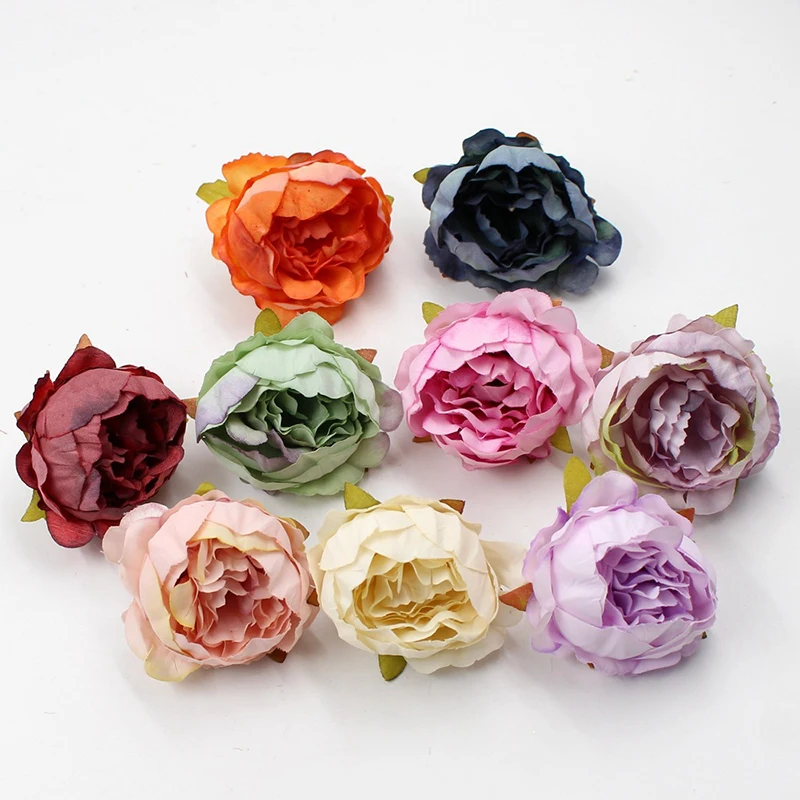   JAROWN 5cm High Quality Peony Flower Head Silk Artificial Flowers Decor Home DIY Garland Christmas Decorations New Year Decor (13)
