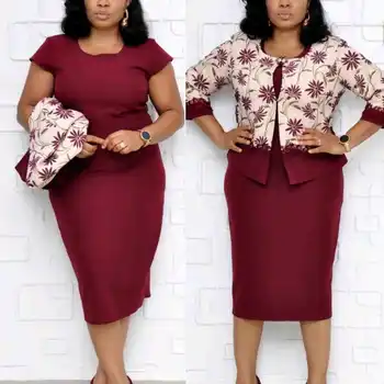 

2 Piece Set African Dresses For Women Dashiki New Fashion Style Elegant African Female Midi Dress Plus Size 4XL Africa Clothing