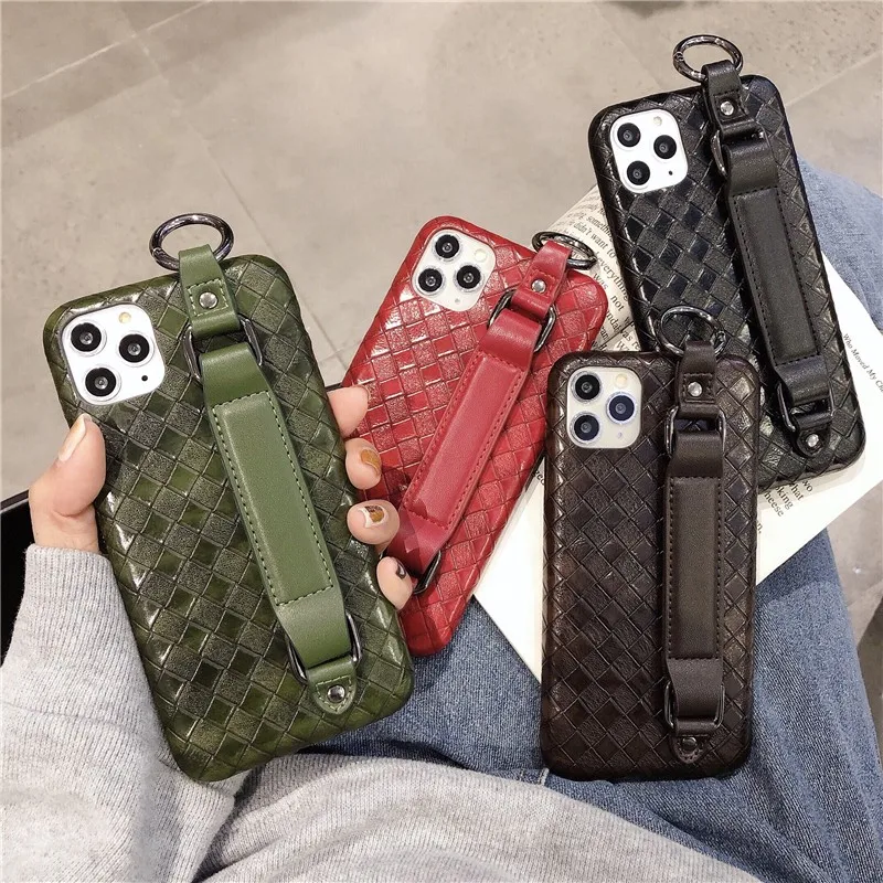

Business Weave pattern Wristband Phone Cover Case For Iphone X 11 pro Xs Max Xr 10 8 7 Plus se 4.7Luxury PU leather Coque Fundas