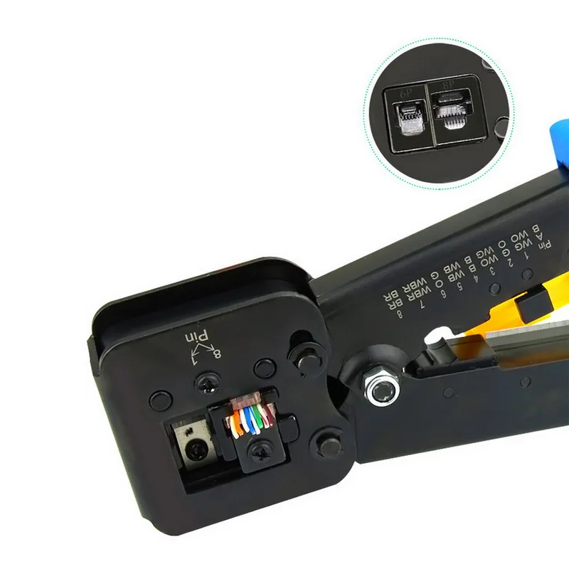 Rj45 Многофункциональный храповик EZ сквозное отверстие перфорация 8p6p двойного назначения кабельный зажим многофункциональный обжимной инструмент для кабелей резак