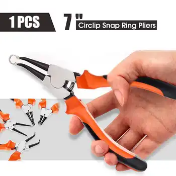 

7 Inch Multifunctional Circlip Pliers Shaft Hole Snap Ring Plier Retaining Clips Crimp Internal External Straight Bent Type Tool