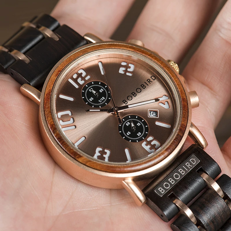 BOBO BIRD Роскошные брендовые деревянные часы для мужчин relogio masculino наручные часы с хронографом военный подарок для отца сына