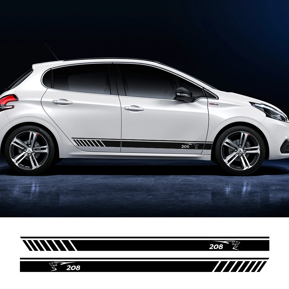 Для Peugeot 308 208 206 307cc 3008 2008 стайлинга автомобилей тела Стикеры двери юбка в полоску