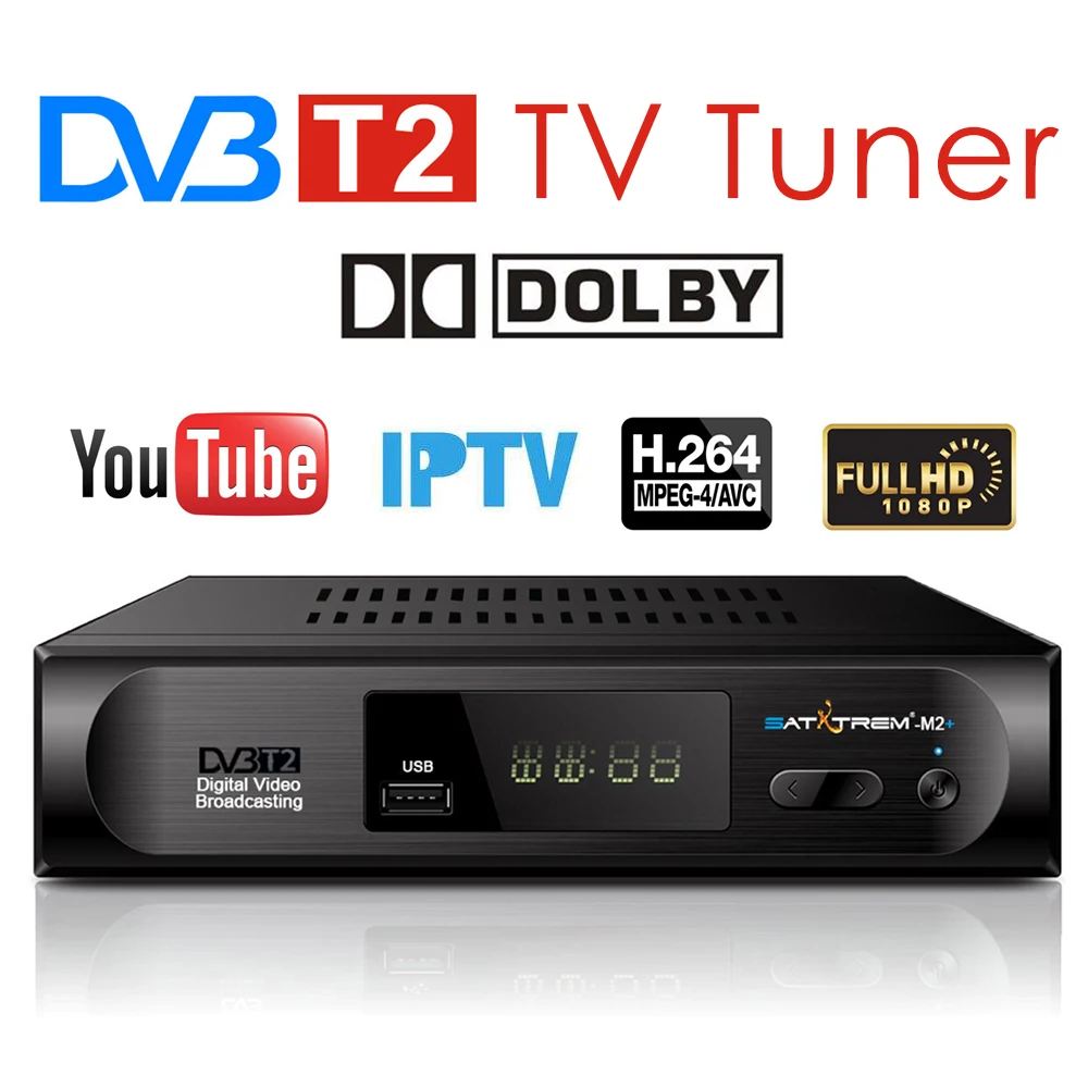 Satxtrem тв приставка dvb t2 tdt ресивер для цифрового телевидения VGA AC3 PVR EPG двойной CVBS USB HD 1080P приставка для цифрового тв