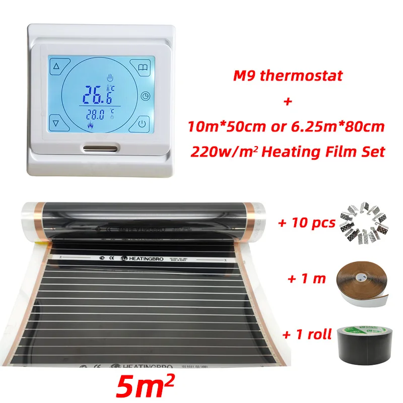 Floor-Heating-Films Temerature Carbon Warm Infrared Insulation And 5m2sets 10m 50cm-Room