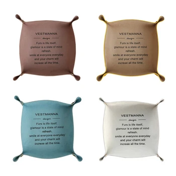 

Ins Nordic Leather Simple Desktop Storage Tray Key Box Watch Jewelry Leather Storage Tray