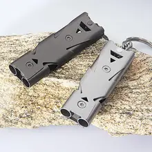 Высокая децибел свисток спасательный на открытом воздухе из нержавеющей стали двойная трубка для тренировок кемпинга спасательный