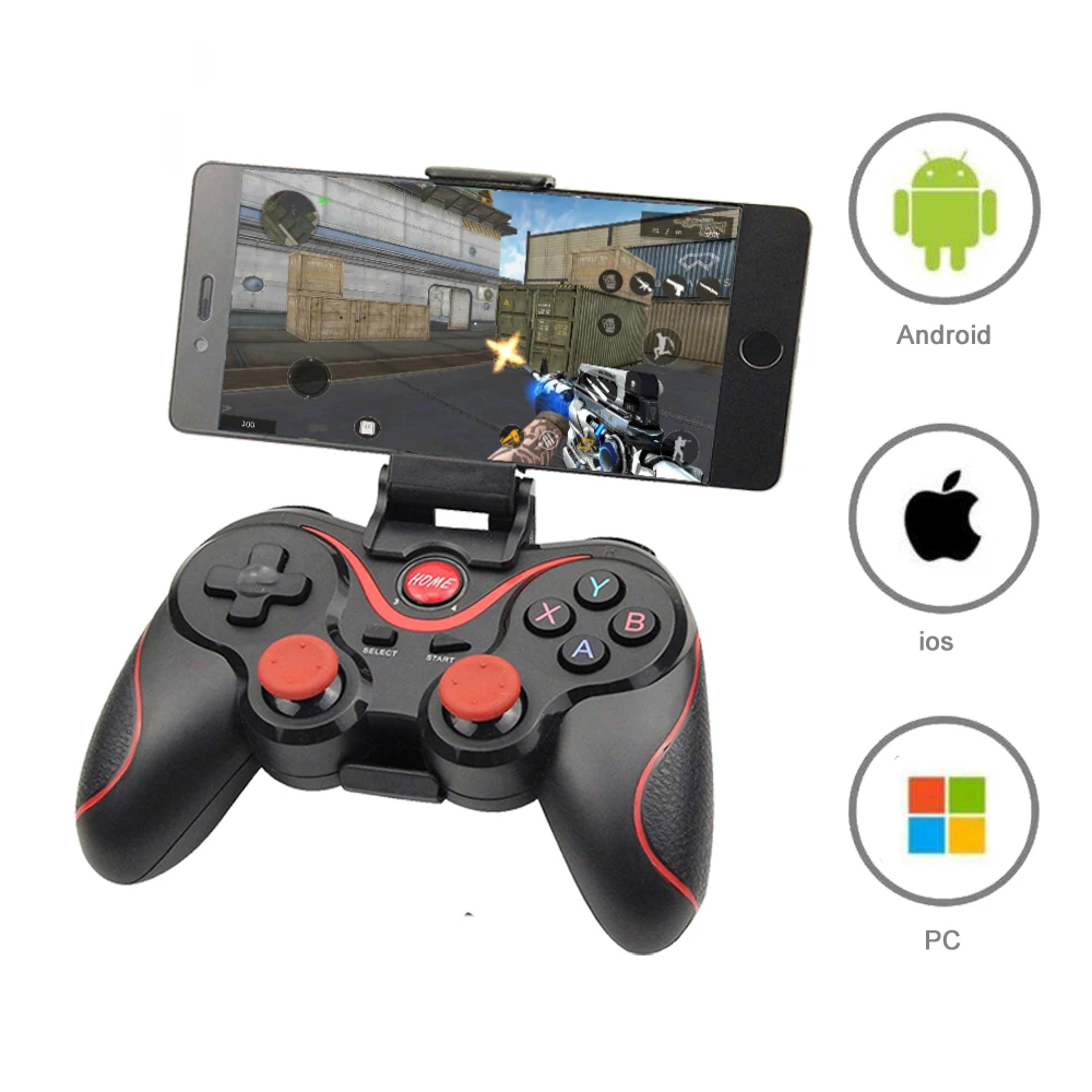 Best Price Cheap HMbEd Wireless Bluetooth 3.0 Game Controller Terios T3/X3 For PS3/Android Smartphone Tablet PC With TV Box Holder T3+ Remote Gamepad