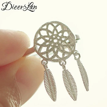 

Genuine 100% Real Vintage 925 Sterling Silver Tassel Feather Rings For Women Girls Valentines Gifts Gothic Rings
