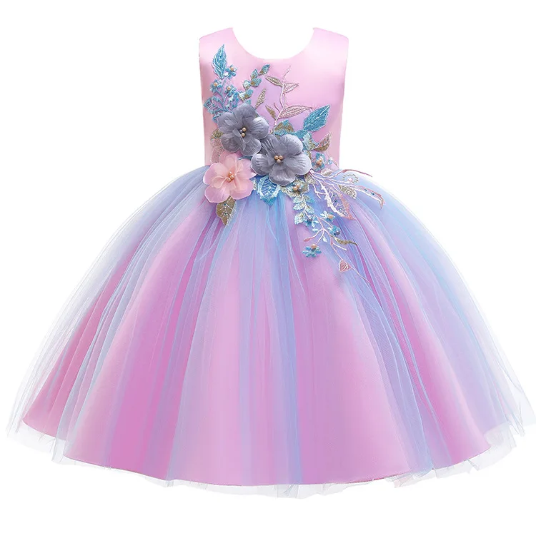 Кружевное платье для девочек зимние детские праздничные Платья с цветочным узором для девочек Детские платья для девочек, платье принцессы фантазийное платье для детей возрастом от 4 до 14 лет