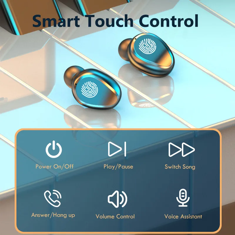 TWS 5 0 Wireless Headphones Bluetooth Earphone with Microphone Sports Waterproof Touch Control Wireless Earphones Headsets