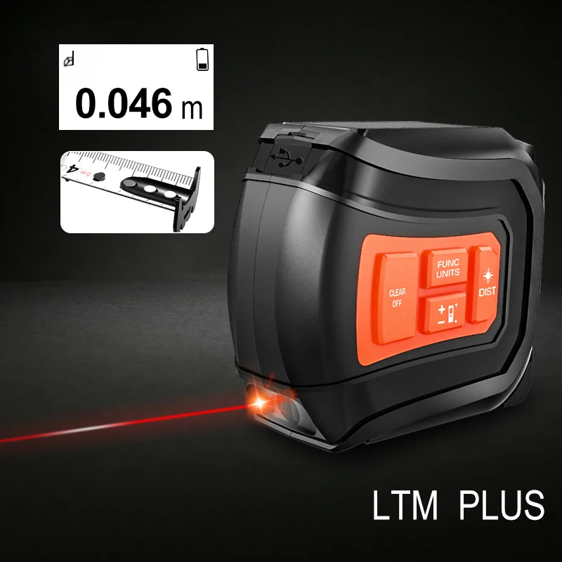  LOMVUM LTM cinta láser recargable USB medidor de distancia láser en tiempo Real Dada 40/60m telémet