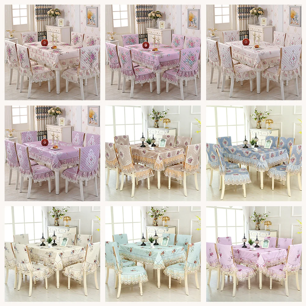 

High quality European jacquard Table Cloth Rectangular Dining Table Chair Cover 1PCS tablecloth 6PCS chair cover bundle sale AS