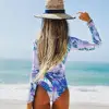 One Piece Swimsuit 2022  Rashguard Sexy Long Sleeve Surf Swimwear Women Print Bathing Beach Wear Swimming Suit Monokini Bodysuit ► Photo 2/6