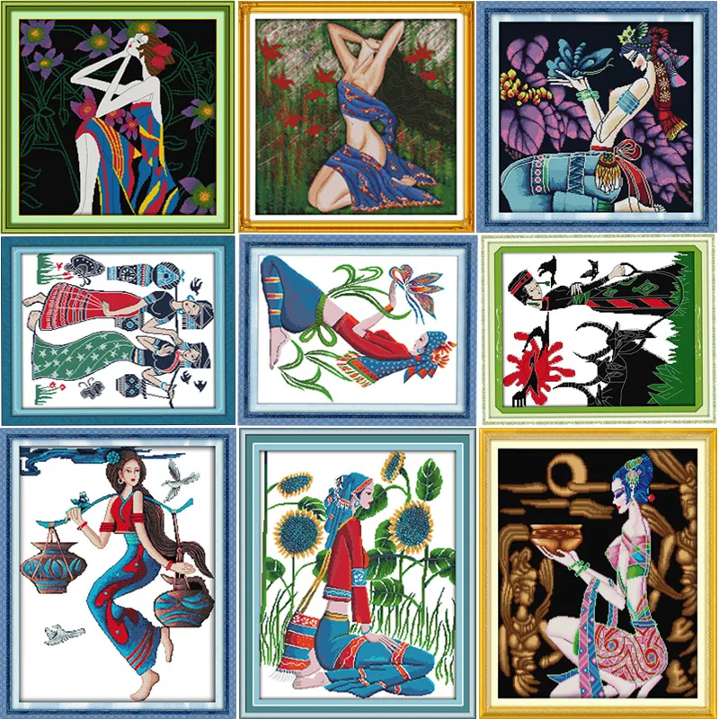 Хорошая сборная национальная Женская Вышивка DMC китайские наборы для вышивки