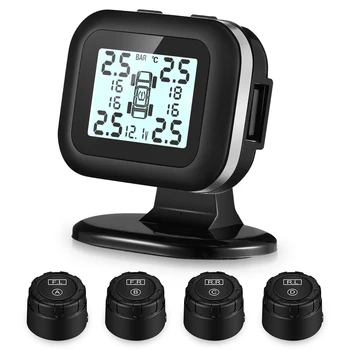 

C120 TPMS with 4 External Sensors Real-time Tester Angle-adjustable Digital Display Waterproof Tire Pressure Monitoring System