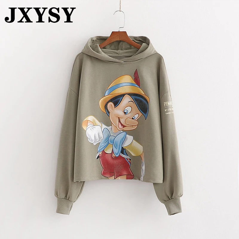 JXYSY, зимние толстовки для женщин, Англия, высокая улица, мультяшный персонаж, принт, короткий, с капюшоном, свободные, женские толстовки, женские пуловеры, Топ - Цвет: picture color