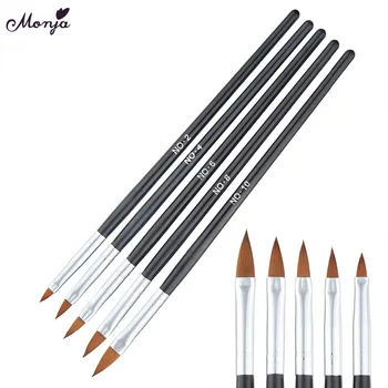 

Monja 5 Sizes Nail Art Acrylic Liquid Powder UV Gel Extension Builder Drawing Brushes Flower Petal Painting Pen Manicure Tools