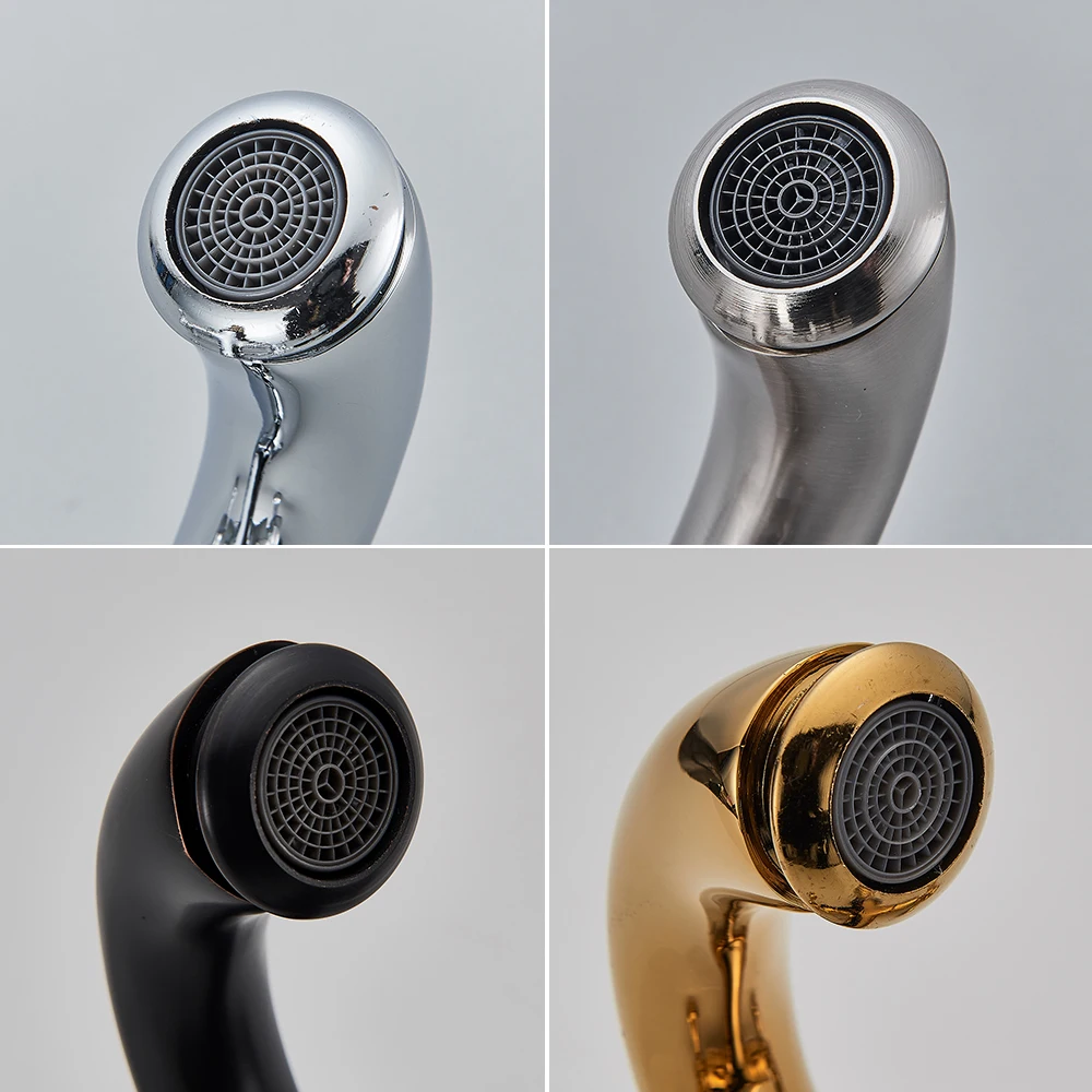 Bathroom Faucet POIQIHY Antique Faucet Bathroom faucet Mixer in the bathroom washbasin taps mixer with two handles Deck Mounted Hot Cold Water basin faucet bathroom faucet