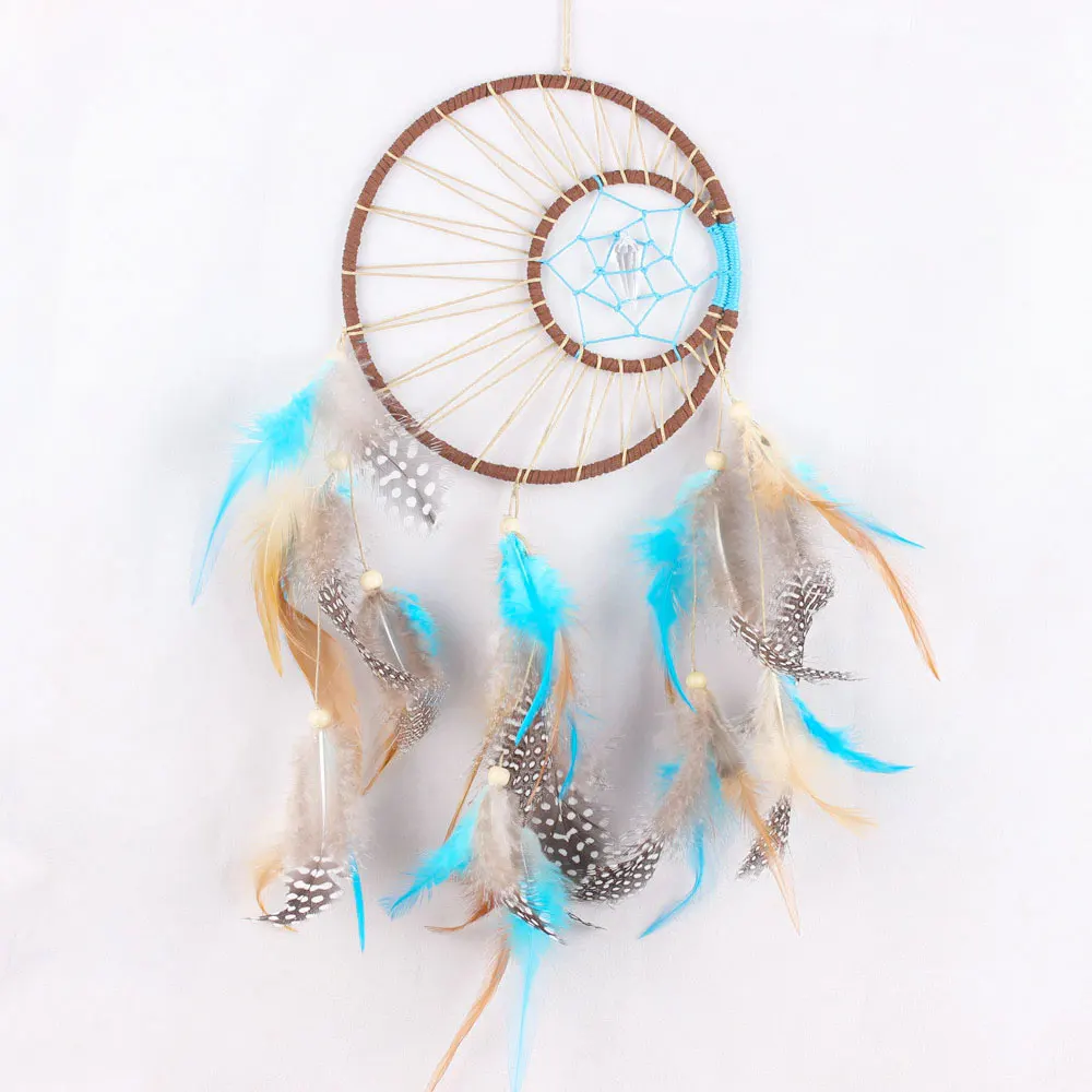 Large Blue Feather Dream Catcher Car Wall Hanging Home Ornament Craft Decoration 