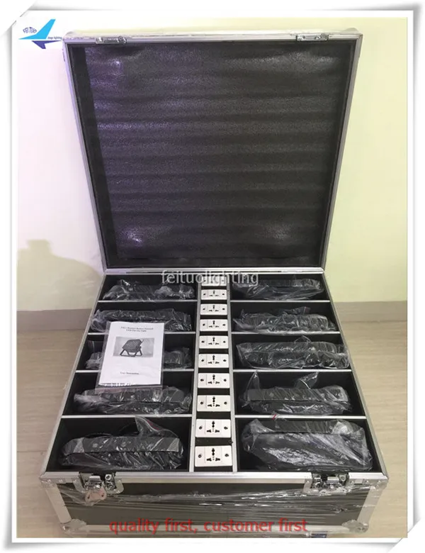 E-6pcs-32pcs с дорожным корпусом перезаряжаемый светодиодный фонарь на батарейках 9x18 Вт 6 в 1 RGBAW УФ Беспроводная батарея led плоский/silm par