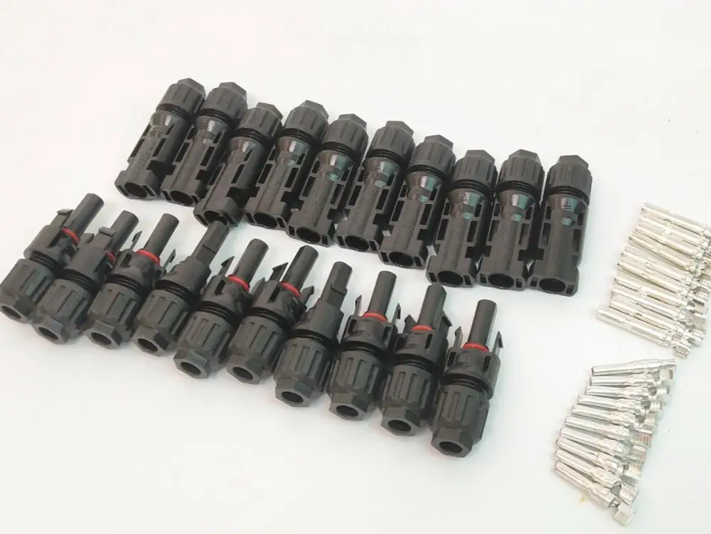 

10 Pairs MC4 Male / Female Solar Panel Cable Connector for Better Waterproof Effect Solar Panel Connector 14AWG - 10AWG cable