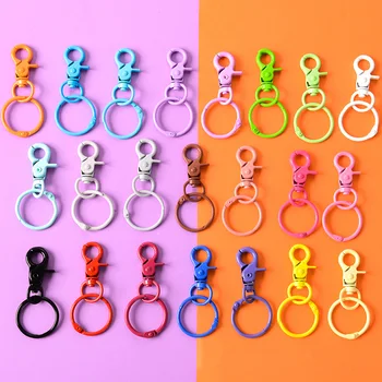 

20pcs/lot Candy colors Paint Metal Keyring Keychain Split Ring Keyfob Key Holder Rings Women Men DIY Key Chains Accessories