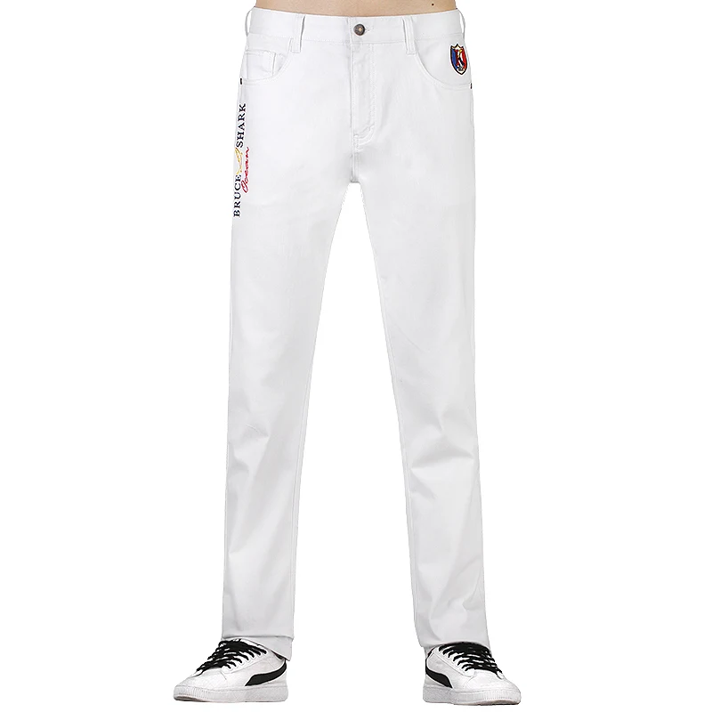 Black Friday New Men Stretch Skinny jeans Fashion Casual Slim Fit Denim Trousers Embroidery White Pants Male Brand Clothes Thick