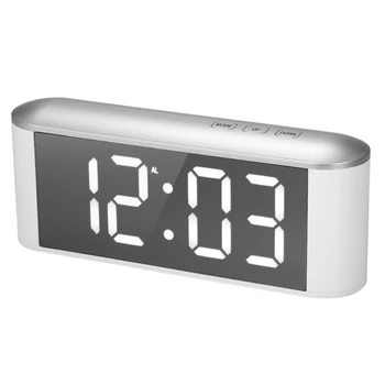 

LED Temperature And Humidity Meter Mirror Alarm Clock Multi-function Mirror Dual USB Port Charging Simple Alarm Clock