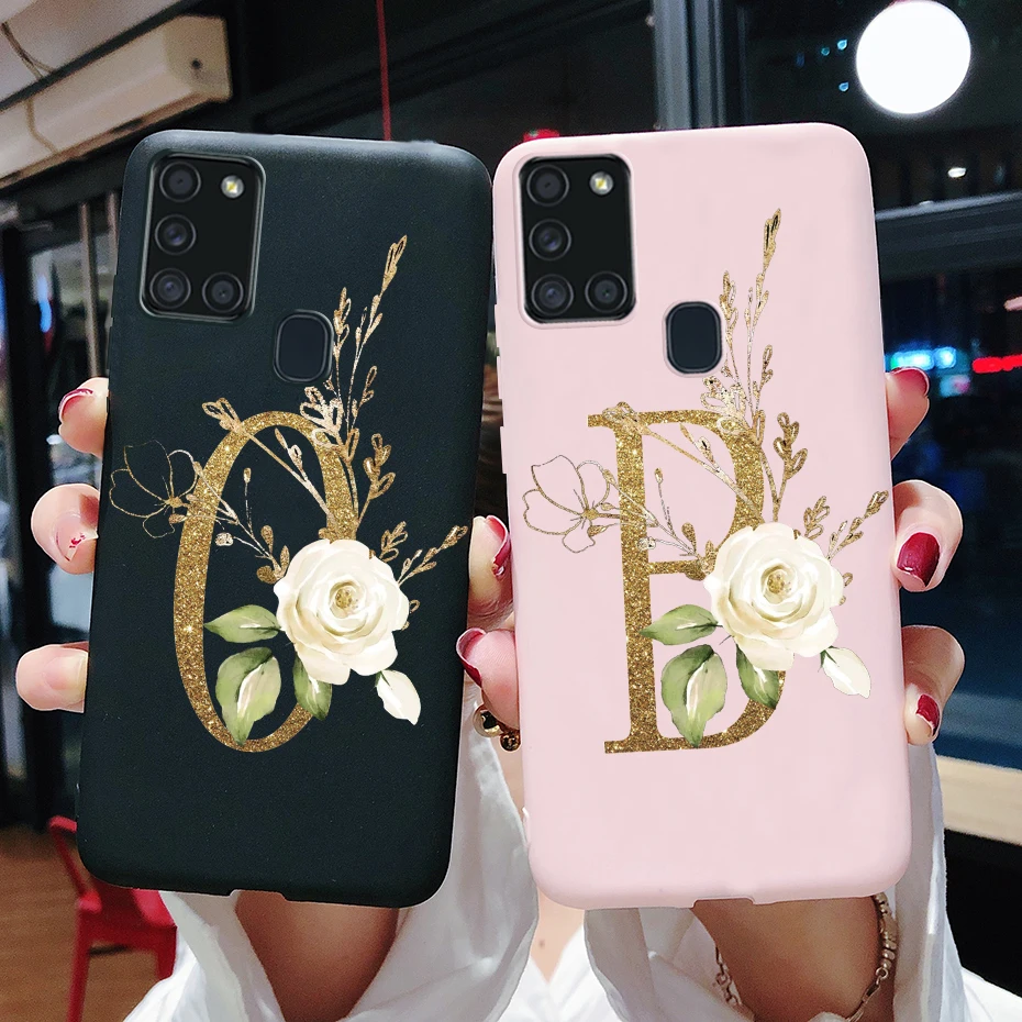 Cute Letter Silicone Soft Phone Case Cover for Samsung Galaxy A21s, 6.5'' Coque s