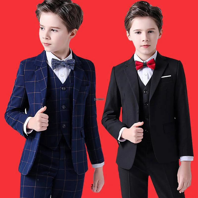 Flower Boys Formal Wedding Suit Kids Prom Party Tuxedo Blazer Children's Day Pinao Performance Costume school uniform 2-14T boys suits