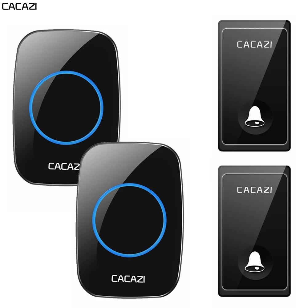 

CACAZI Home Wireless Doorbell Self powered Waterproof 2 Button 2 Receiver US EU UK AU Plug No Battery Required Door Bell