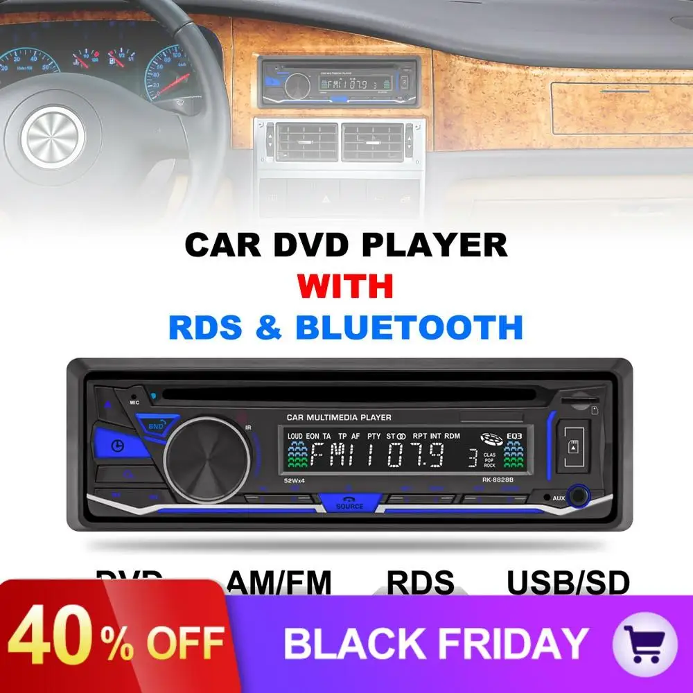 RK-8828B 12 в 1 Din Bluetooth автомобильный dvd-плеер поддержка VCD SD USB AUX Встроенный AM FM RDS Радио стерео