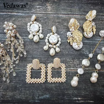 

Vedawas 2019 Earrings Maxi Simulated Pearls Statement Drop Dangle Earrings for Women Jewelry Accessories Wholesale