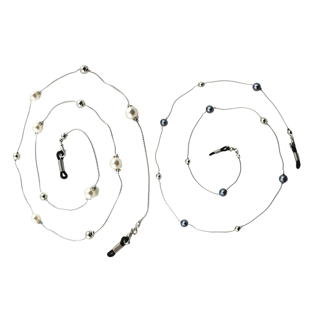 2pcs Pearl Beads Sunglass Eyewear Neck Strap for Eye Glass Sun Glasses Cord