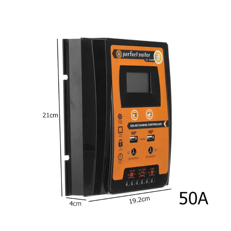 12 В 24 В 30A 50A 70A ШИМ Солнечный контроллер заряда солнечная панель регулятор батареи двойной USB ЖК-дисплей Контроллер заряда - Цвет: 50A