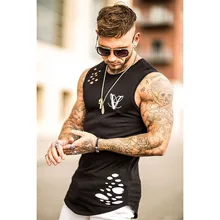 Стиль, мужской спортивный жилет, Уличная Повседневная одежда для фитнеса с отверстиями, майка без рукавов, мускулистый мужской жилет