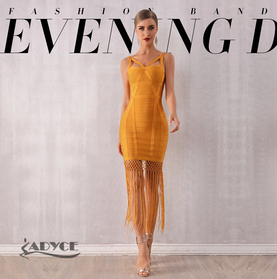Adyce новое летнее женское облегающее платье с кисточками Vestidos сексуальное без рукавов облегающее Клубное миди с бахромой вечернее платье в стиле знаменитостей