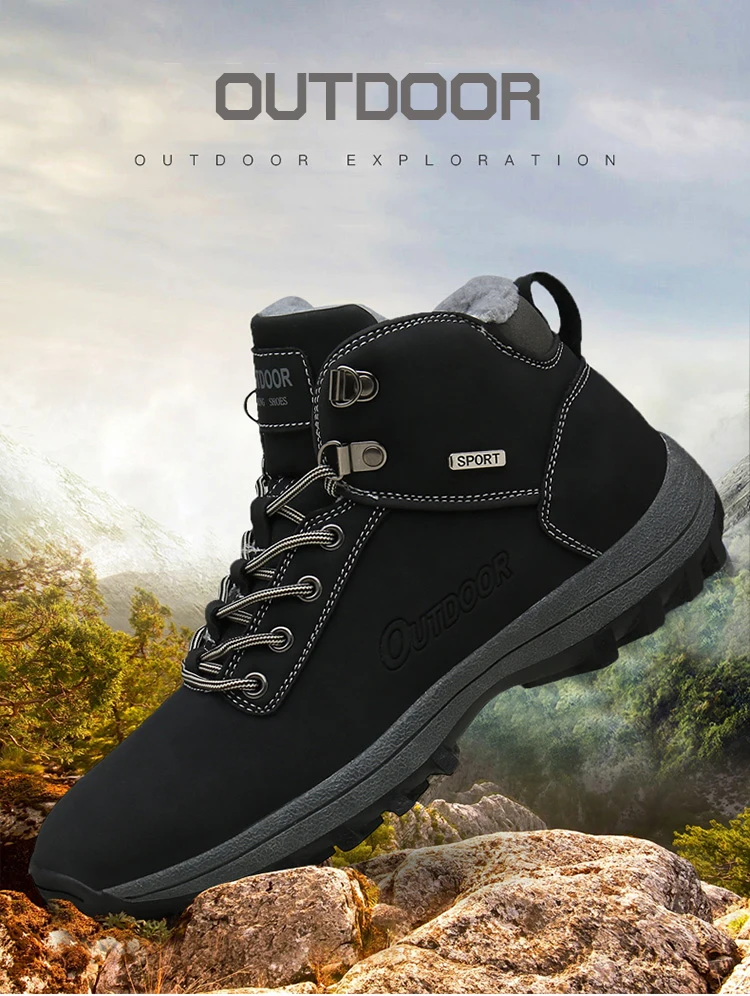 Men Snow Boots Warm Fur Shoes Men's 