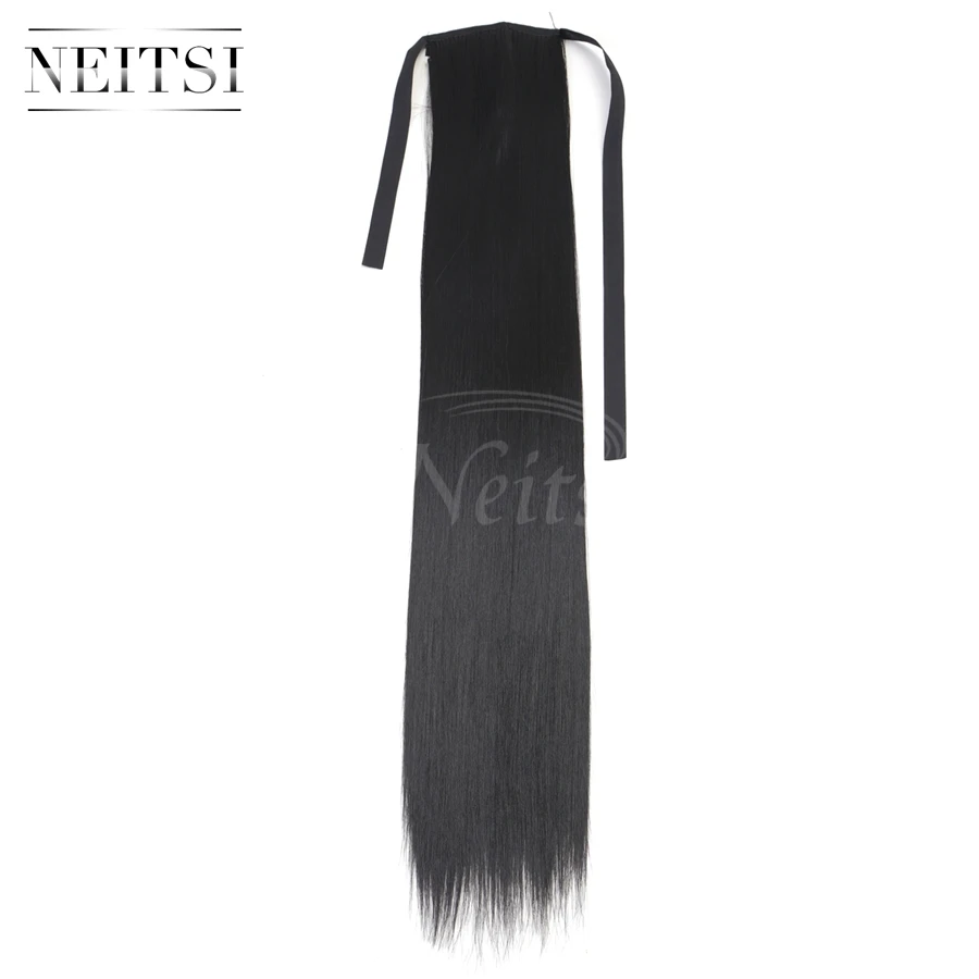 

Neitsi 22'' 1pc Ponytail Hair Extensions Long Straight Clip In Synthetic Drawstring Hairpieces Pony Tail For Women #1