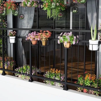 

New Metal Potting Plant Bracket Iron Fence Suspensible Anti-Rust Durable Steel Structure Bracket