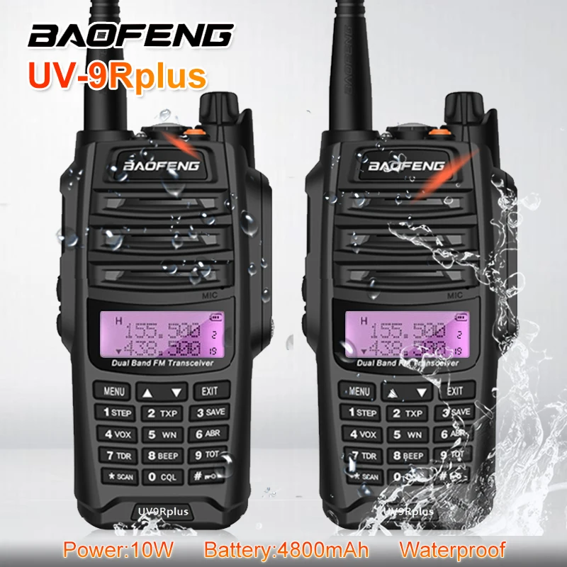 2 шт. Baofeng UV-9R влагонепроницаемые Walkie Talkie 8 Вт высокой мощности двухстороннее радио УВЧ УКВ hf Мобильный приемопередатчик Woki Toki UV9R Ham