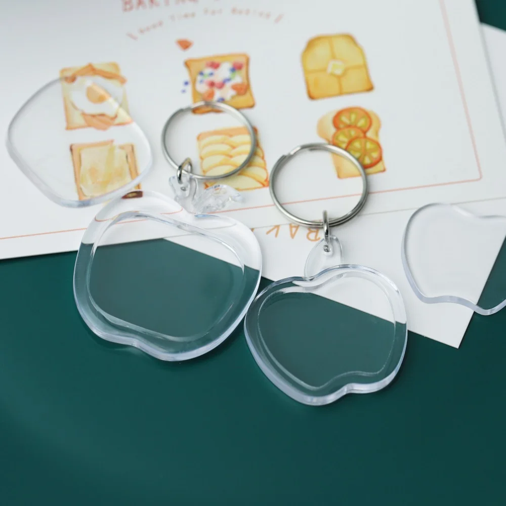 2-5 Teile/paket Transparent Rechteck Blank Acryl Einsatz Schlüsselbund Foto Bild Rahmen Schlüsselring Halter DIY Split Ring Schlüsselbund Geschenk – Detail 6