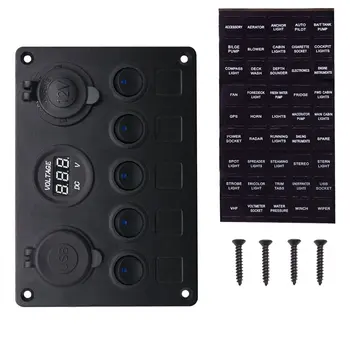 

Yacht Car Round Light Switch + Cigarette Lighter Seat + Dual Usb + Voltmeter Combination Panel Control Panel Switch