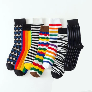 

Hip Hop Rainbow Color Stripe Socks Women Men Harajuku Long Cotton Socks Unisex Funny Socks Femme Streetwear Calcetines Hombre