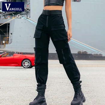 

Vangull Women's Pants Wide Leg Gothic Sweatpants Punk Korean Style black Trousers Female Joggers Korean Style Harajuku Breeches
